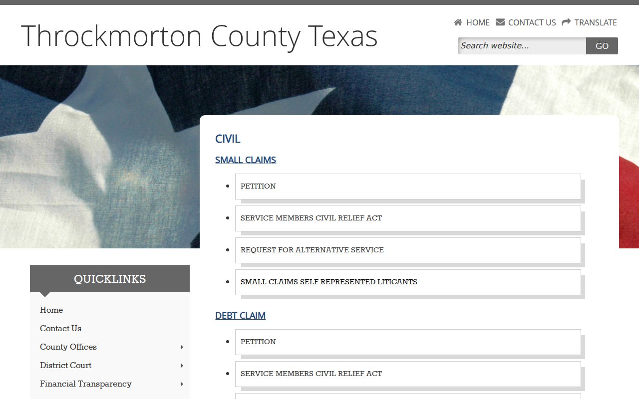 Throckmorton County civil docket small claims forms